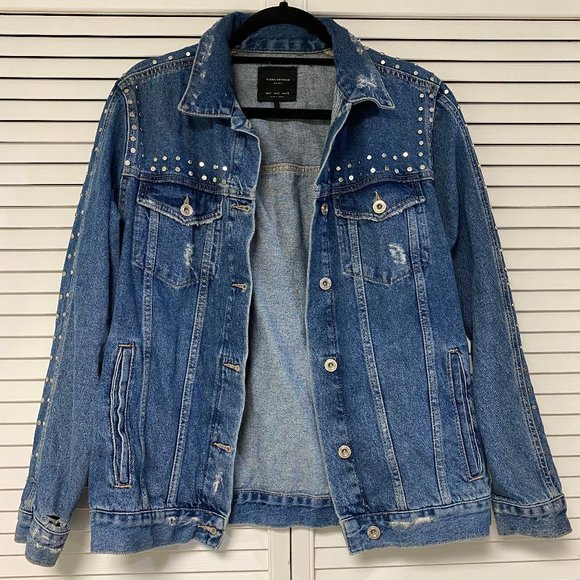 Zara Trafaluc Jean Studded Oversized Jacket - S - Picture 1 of 5